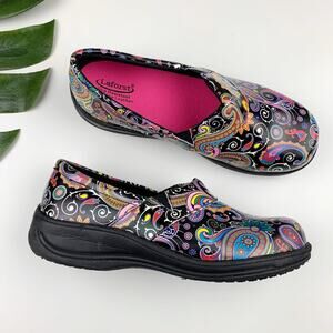 Laforst Rachel Clogs Slip On Comfort Shoes Black Floral Leather Women's 10